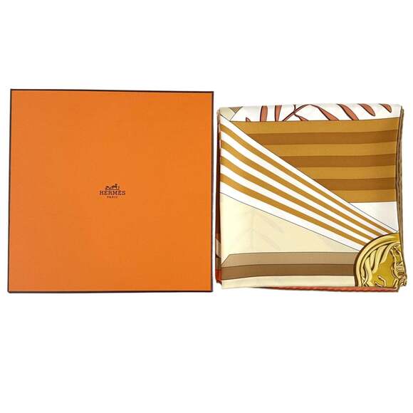 HERMES Orange Silk Scarf - Picture 6 of 7